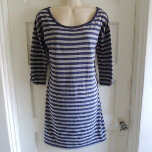 DKNY Jeans Blue & Gray Stripe Cotton Modal T Shirt Dress M